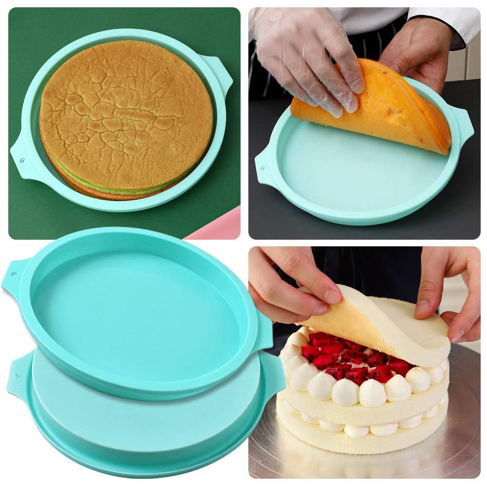 newk silicone round cake mold, 4 packs 8 inch silicone disc like mold for layer cakes, cheese cakes, rainbow cakes and resin 