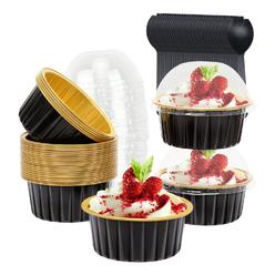 Free-Air 5oz foil ramekins with lids 50 pack,free-air aluminum foil cupcake liners muffin cups,disposable muffin tins jumbo cupcake ba