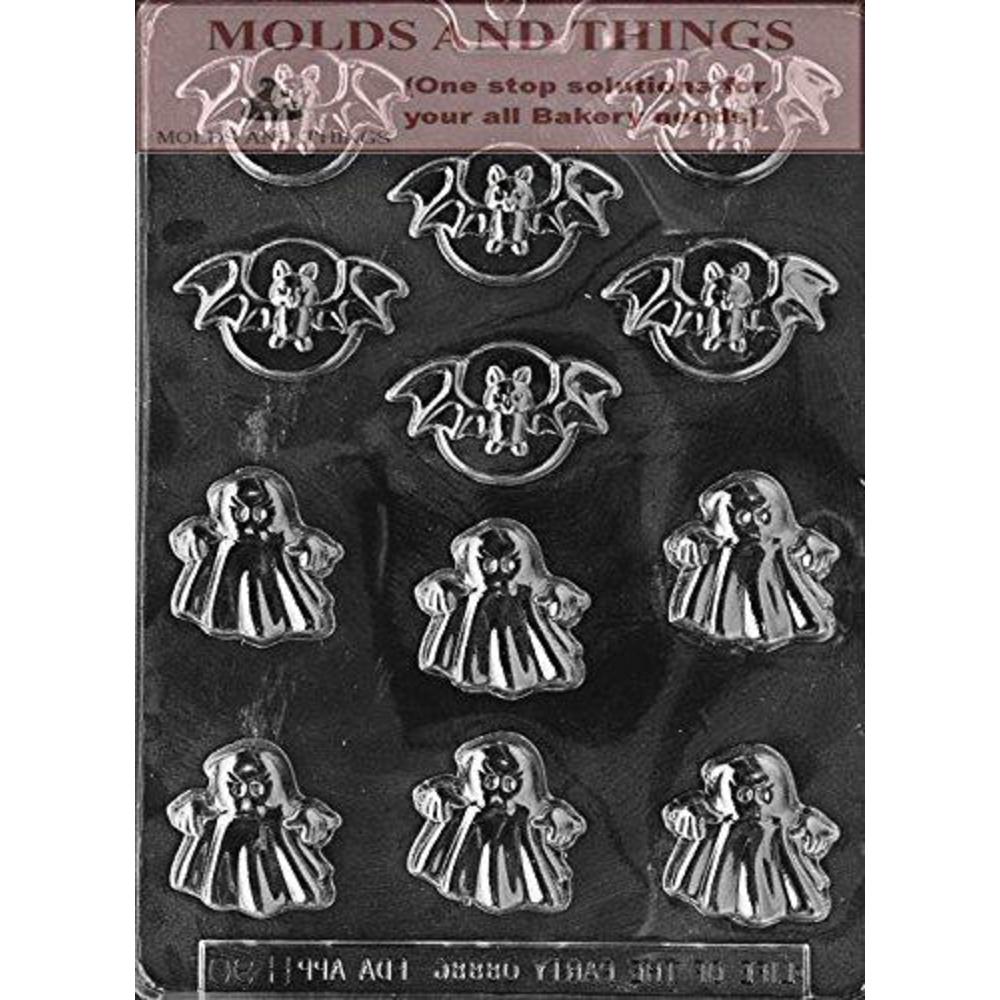 MOLDS AND THINGS bat lolly halloween chocolate candy, smiling pumpkin lolly chocolate candy mold, bats and ghosts chocolate candy mold, bat on