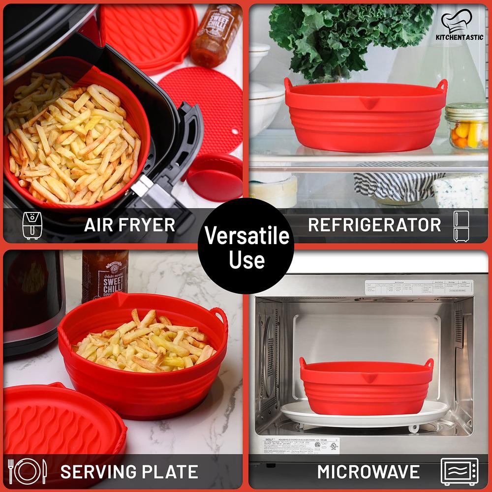 kitchentastic silicone air fryer accessories. reusable air fryer liners silicone replaces parchment paper for air fryers. 8.5