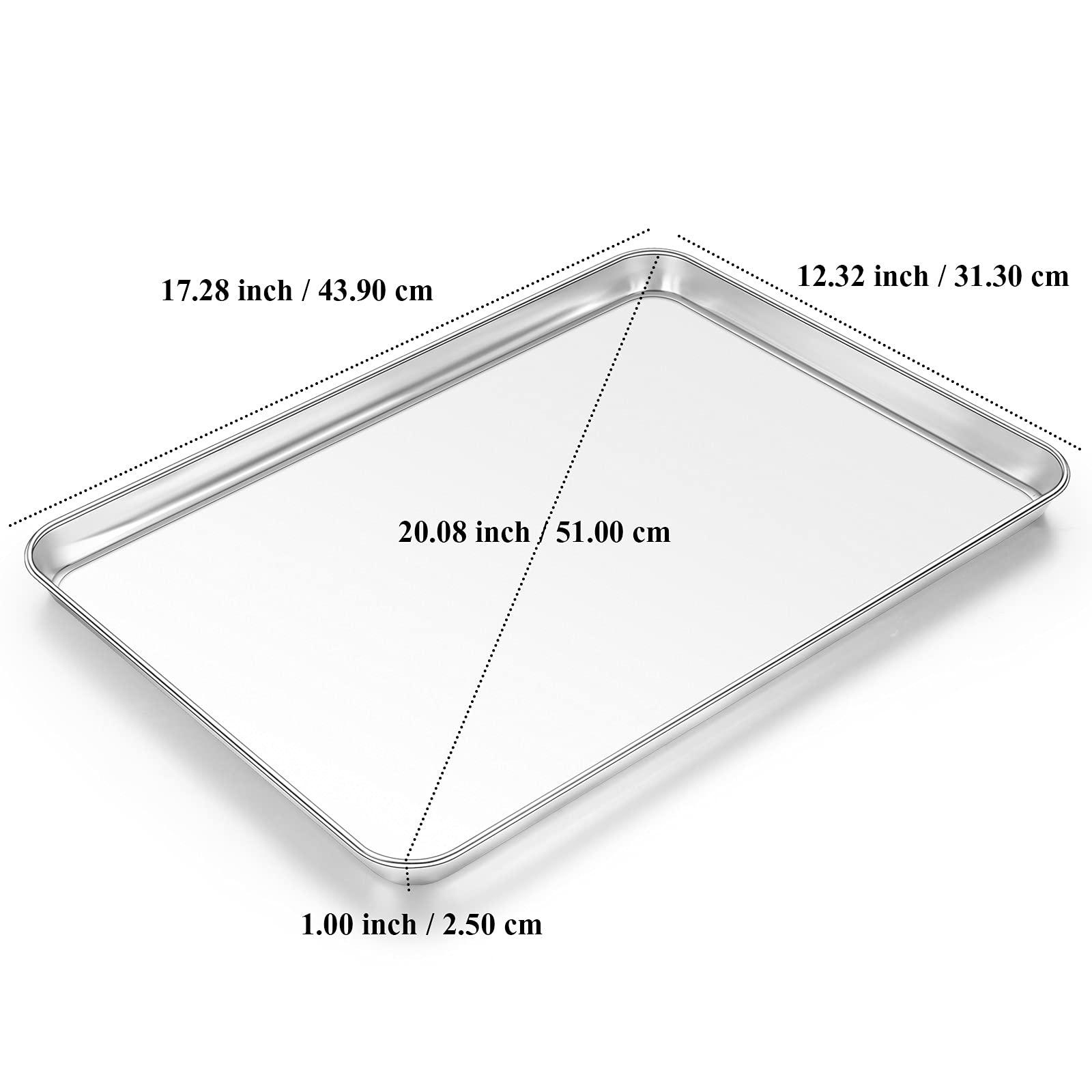Yododo baking sheet with silicone mat set, yododo set of 4 (2 sheets + 2 mats), stainless steel cookie sheet baking pan tray with si