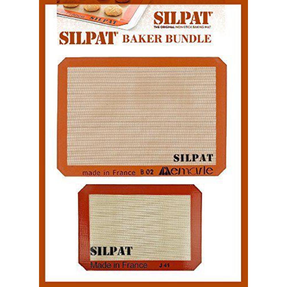 silpat bakers bundle (us half size 11 5/8" x 16-1/2" silicone baking mat bundled with & 8-1/4 x 11-3/4" jelly roll)