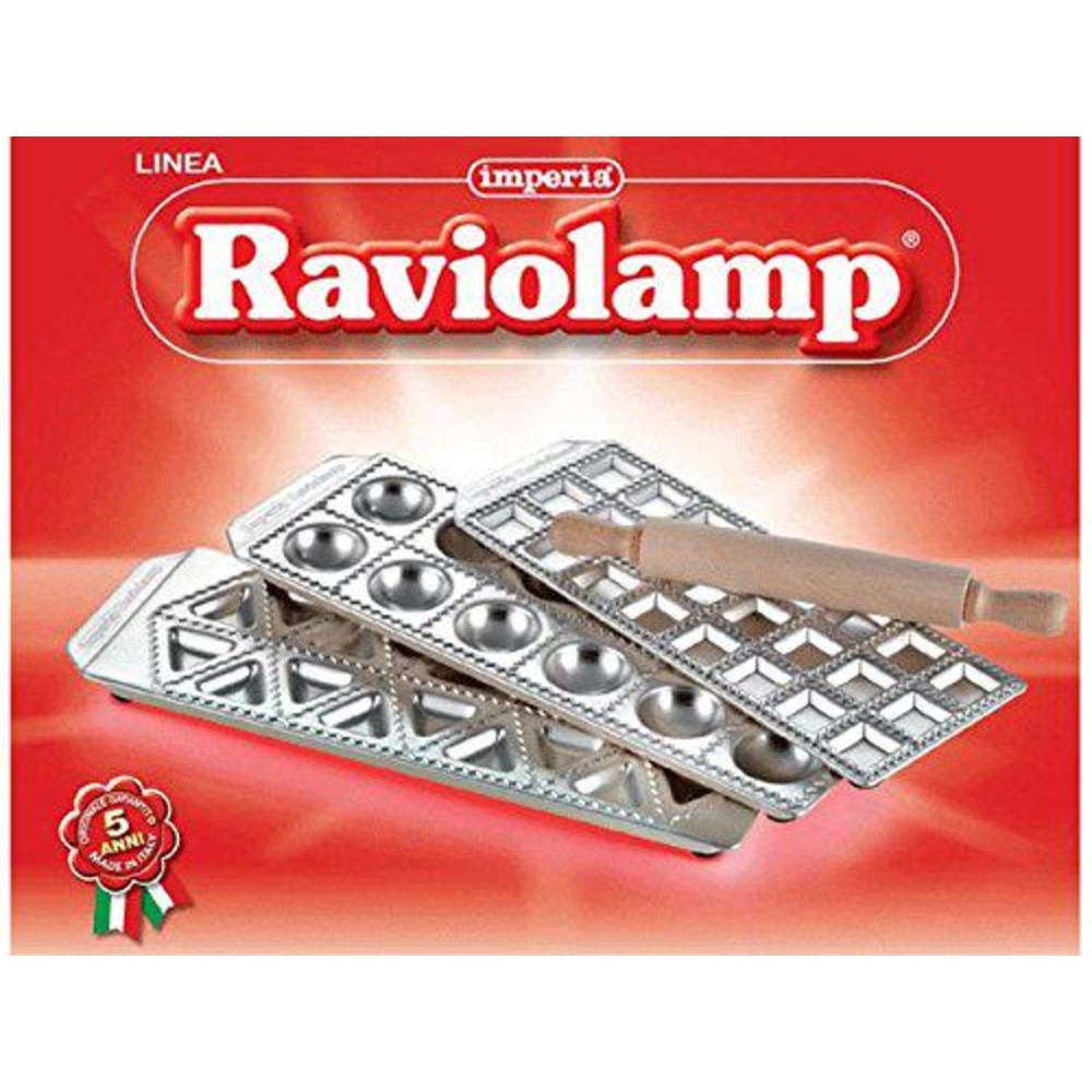 imperia ravioli maker set of 3 italian made molds- mini squares, tortelli, and raviolini with rolling pin