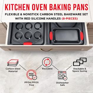 bakken- swiss baking set - 8 piece kitchen oven bakeware set - deluxe  non-stick black coating inside