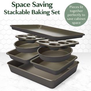 Goodful All-in-One Nonstick Bakeware Set, Stackable and Space Saving Design Includes Round and Square Pans, Muffin Pans, Cook