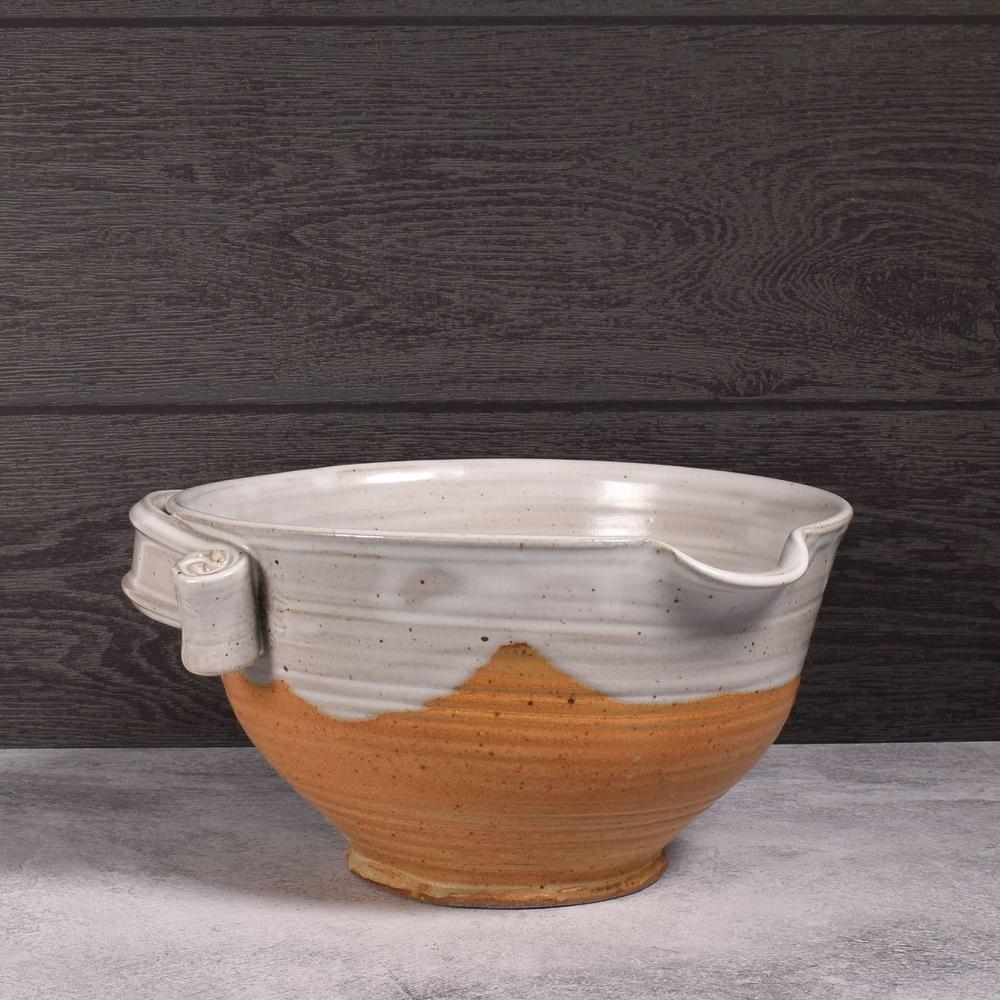 anthony stoneware 2-quart mixing bowl, handmade american pottery, butternut