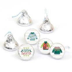 big dot of happiness colorful christmas sweaters - ugly sweater holiday party round candy sticker favors - labels fit chocola