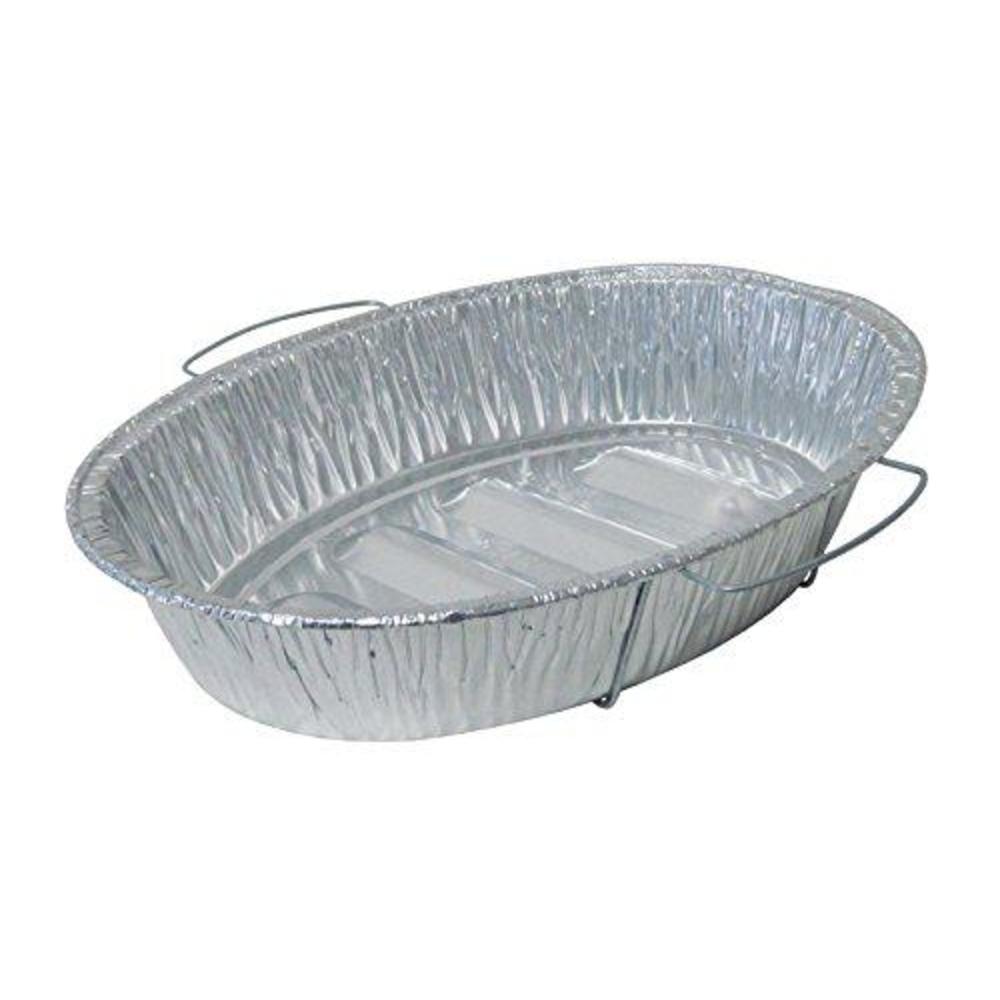 durable packaging - 7211-50 disposable aluminum oval roasting pan with handles, 18" x 14" x 3-3/8" deep (pack of 50)