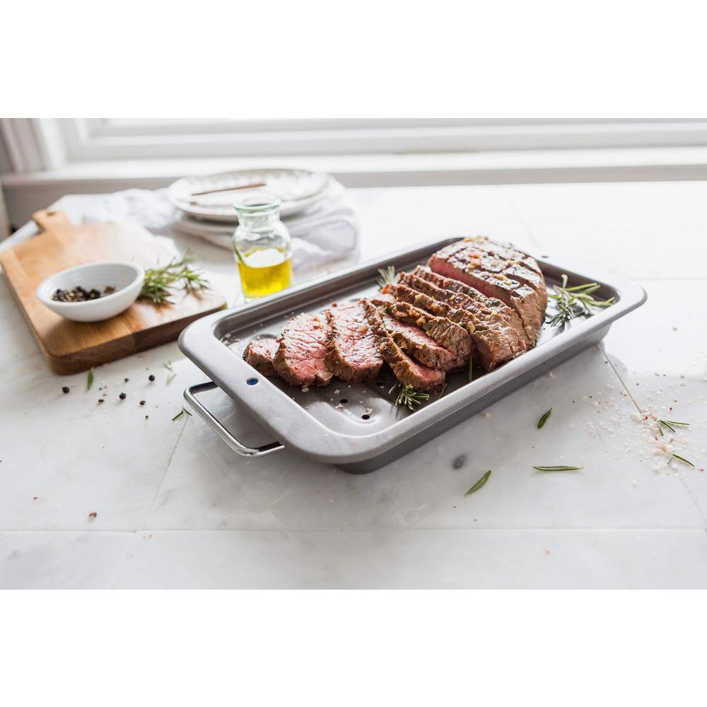 goodcook small nonstick carbon steel broiler pan with handles 7 x 11