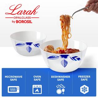 Larah by BOROSIL borosil serving bowls for entertaining, set of 2, 24 oz,  lightweight ceramic bowls, large bowls for food storage, mixing bowl