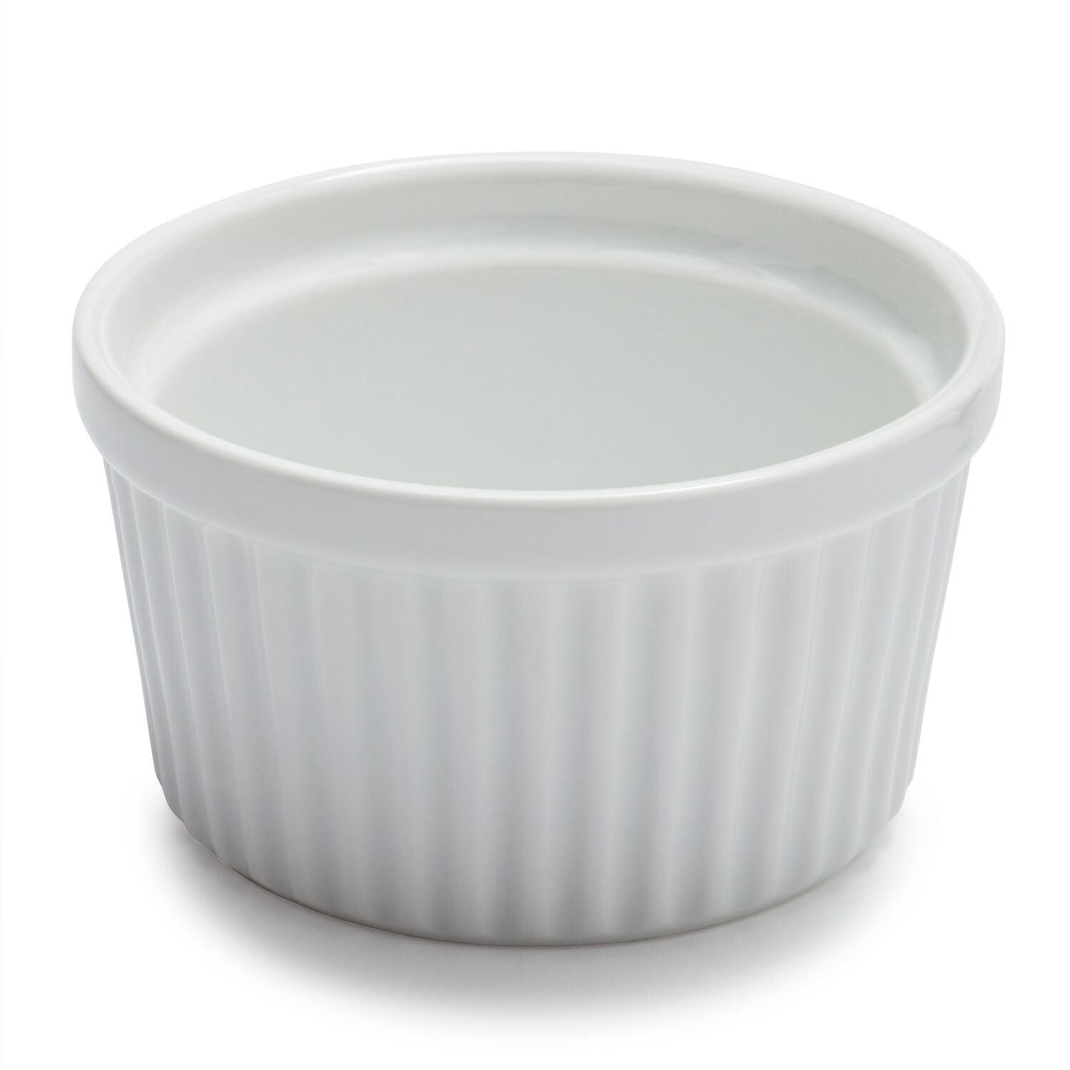 sur la table porcelain round ramekin with ribbed side, white
