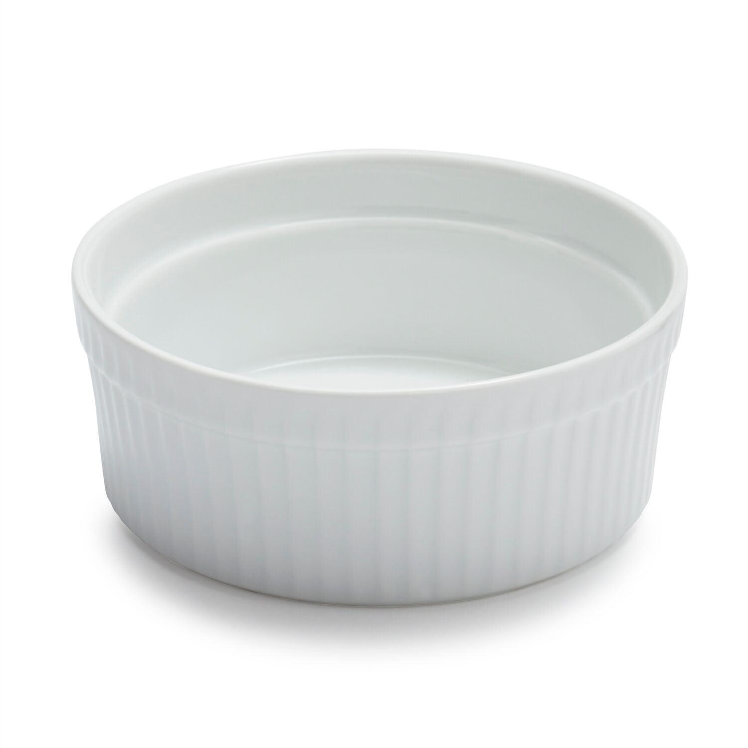 sur la table porcelain round ramekin with ribbed side, white