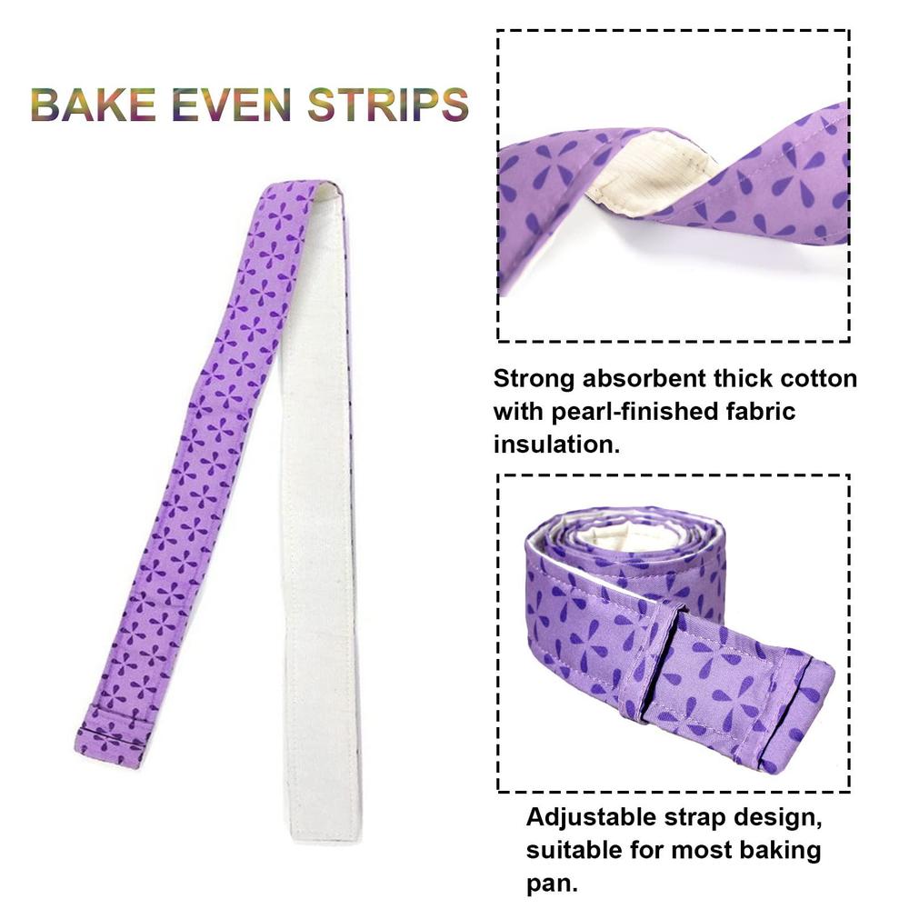 wafjamf 2 piece bake even cake strip for evenly baked cakes,cake pan dampen strips,absorbent thick cotton, prevent crowning a