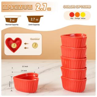 Vidalenta mini ramekins 2 oz, vidalenta dipping sauce cups, heart-shaped  tiny ramekins dip bowl porcelain