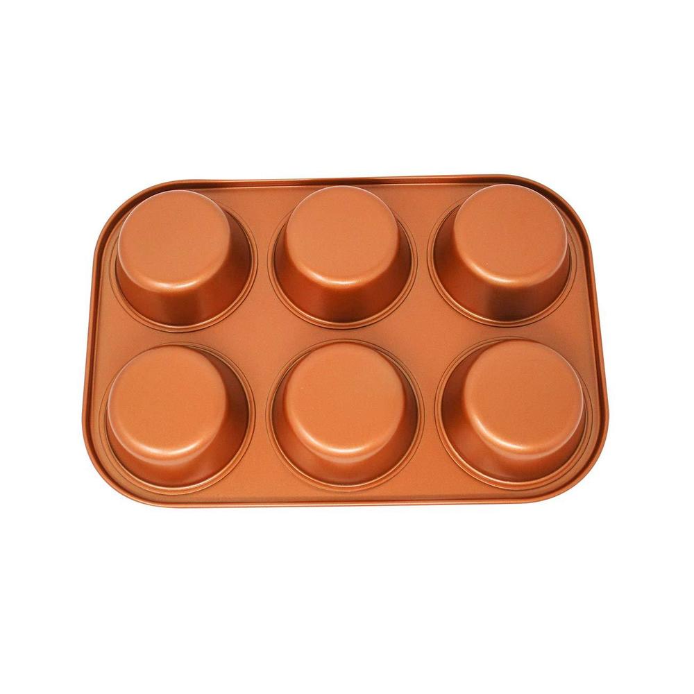 trademark innovations copper colored cookware round mini cake baking pan for 6 cakes