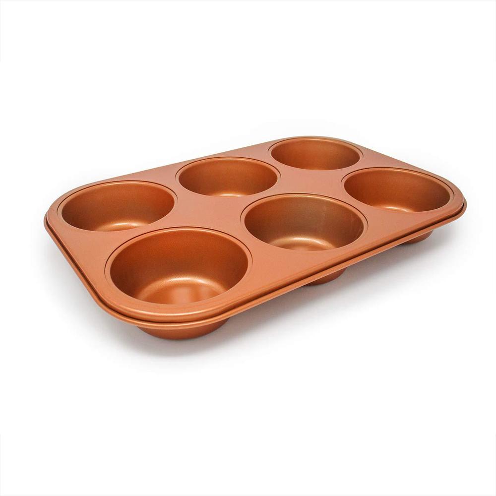 trademark innovations copper colored cookware round mini cake baking pan for 6 cakes