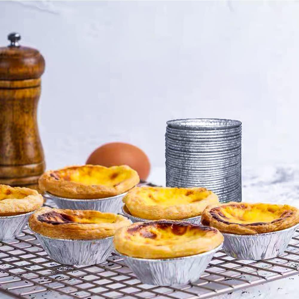 utoolmart disposable egg tart molds, 250 pcs cake cups foil tart pie pans, aluminum foil pie pans for baking, making tarts, q