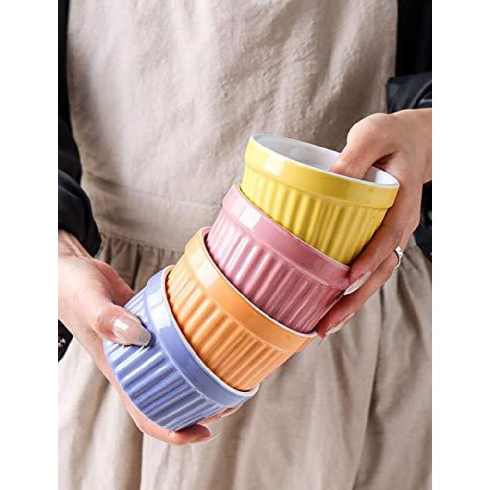 colias wing lines design porcelain ramekin bowls souffle dishes creme brulee dishes baking dishes(set of 6)