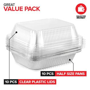 Stock Your Home stock your home 9x13 disposable baking pan with lid (10  pack) heavy duty aluminum cake pans with lids, clear plastic cover, f