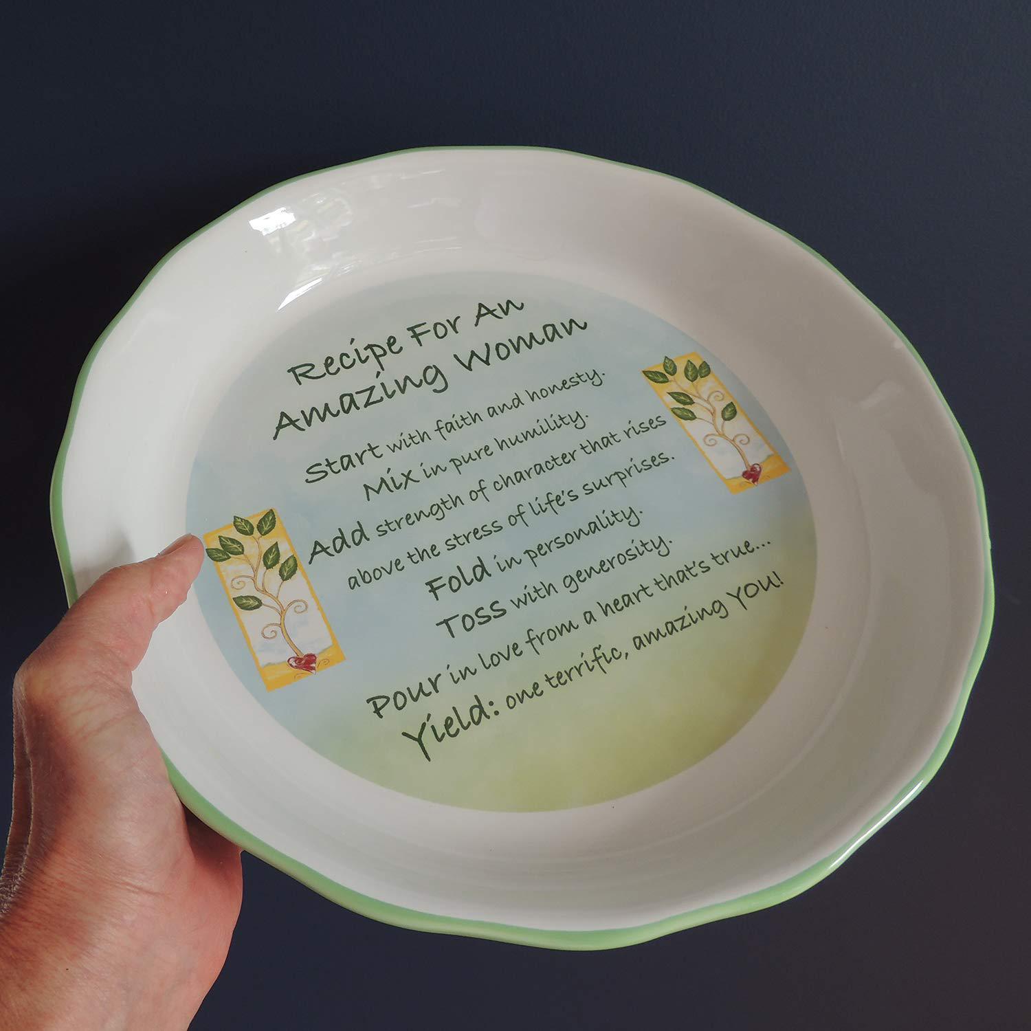 abbey gift abbey & ca gift amazing woman pie plate, 10.5", green
