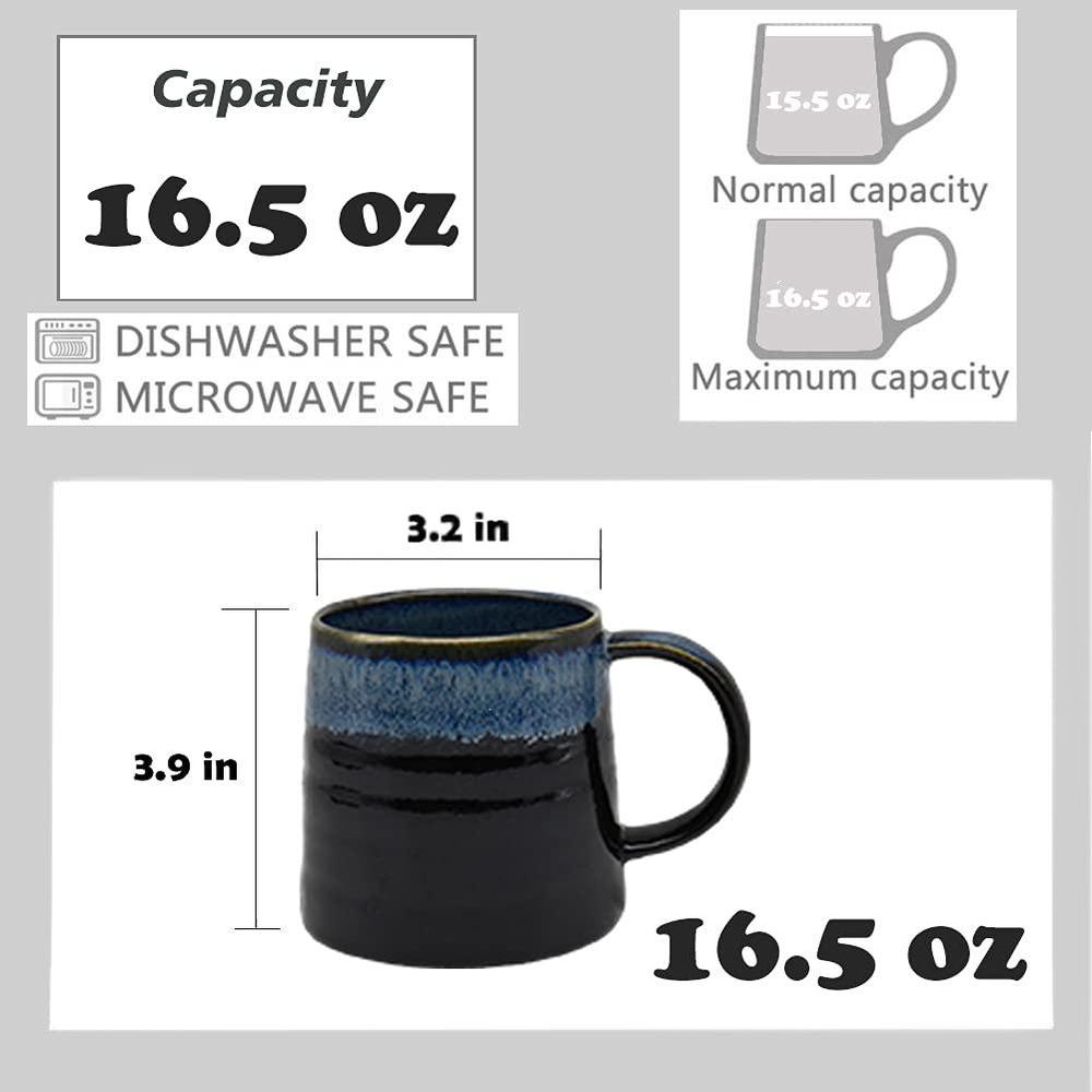 wewlink large ceramic coffee mug, pottery mug,tea cup for office and home,handmade pottery coffee mugs,16.5 oz,dishwasher and