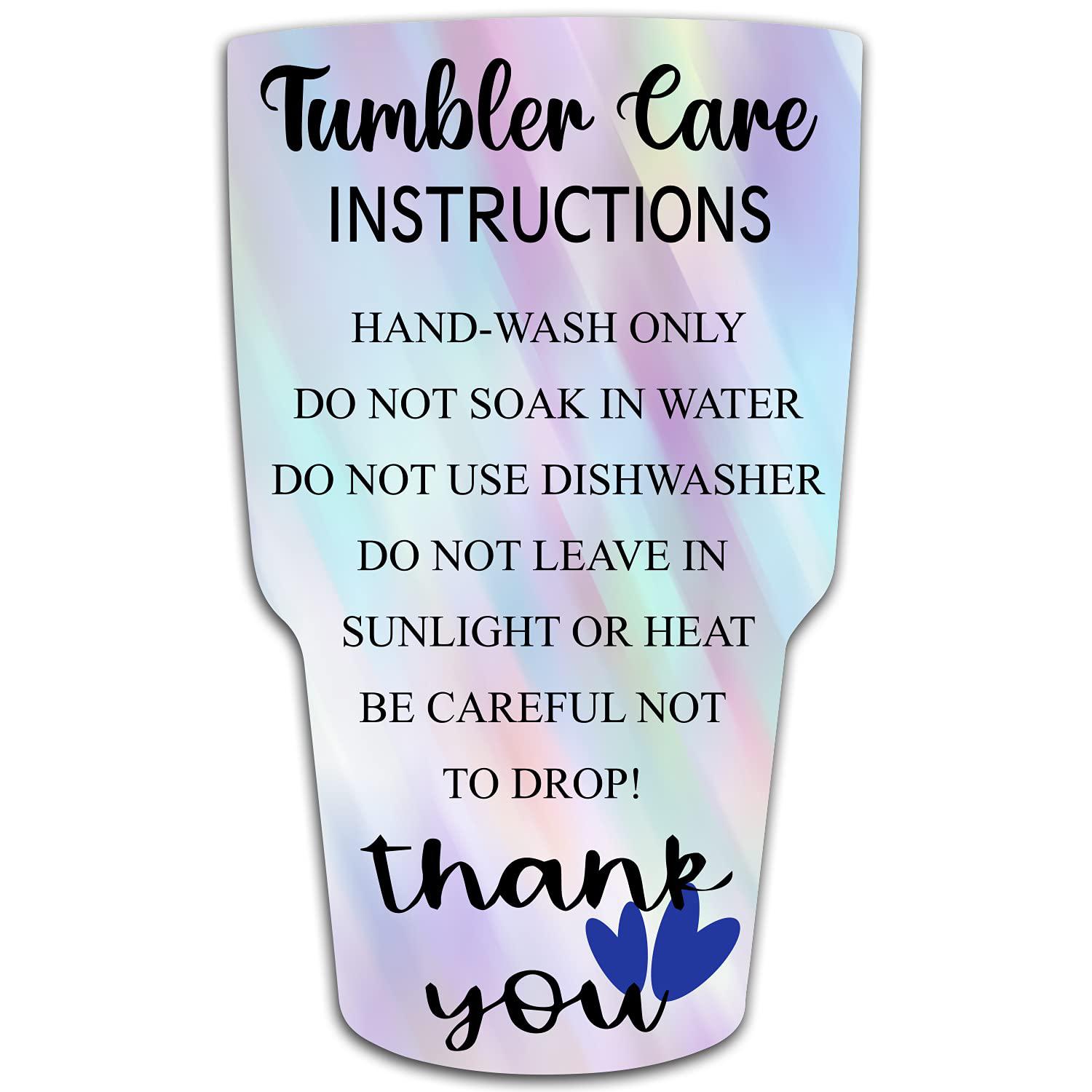 muzruyou tumbler care instructions , tumbler care cards ,tumbler care and cleaning cards, cup care instructions(50 pack )