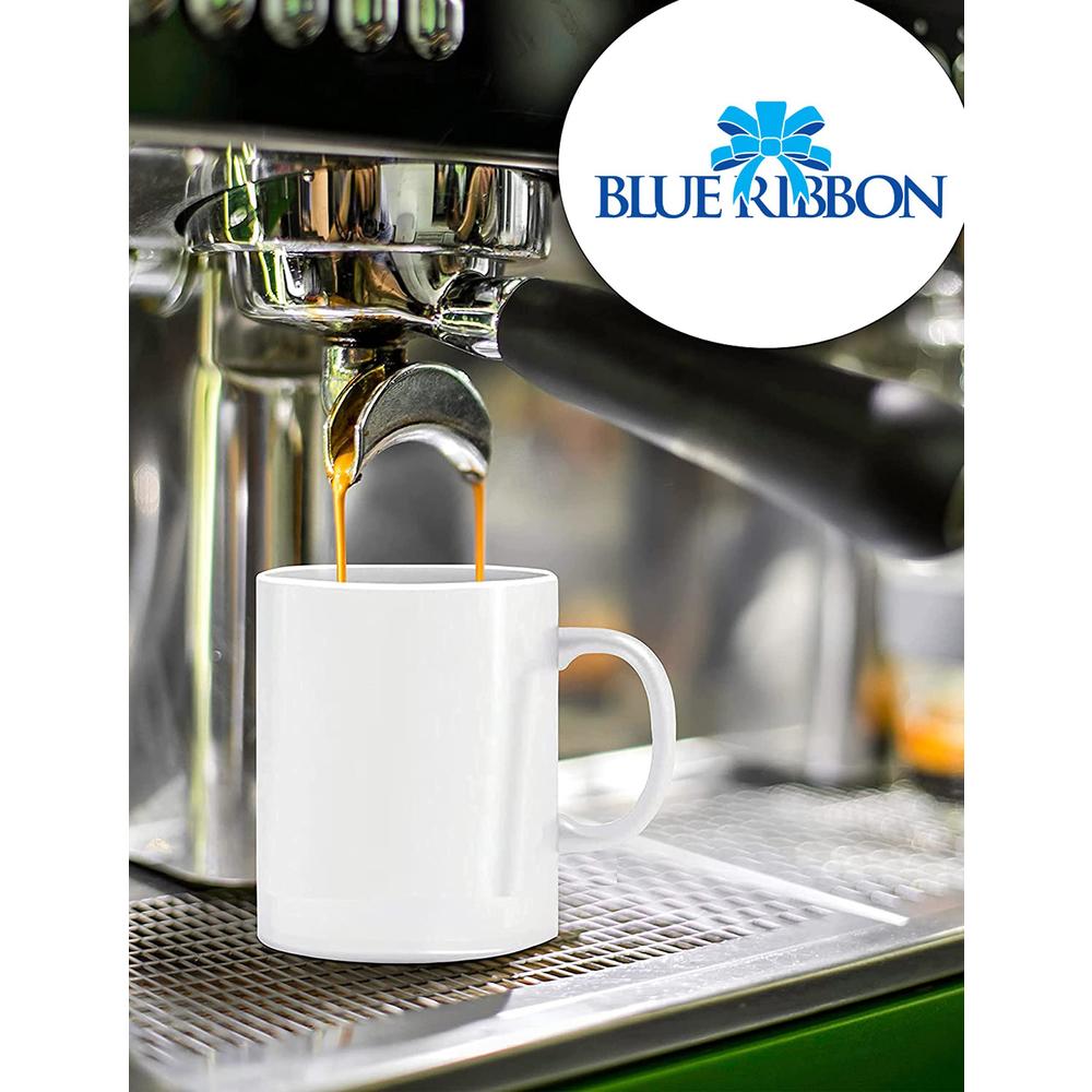 blue ribbon white sublimation plain blank coffee mugs, hot chocolate mugs, ceramic mugs, hot cocoa mugs, mug sets, gift pack 