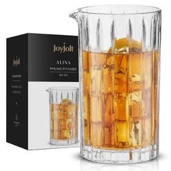 joyjolt mixing glass pitcher - alina ribbed glassware. 20oz cocktail mixing glass beaker, modern art deco cocktail stirring g