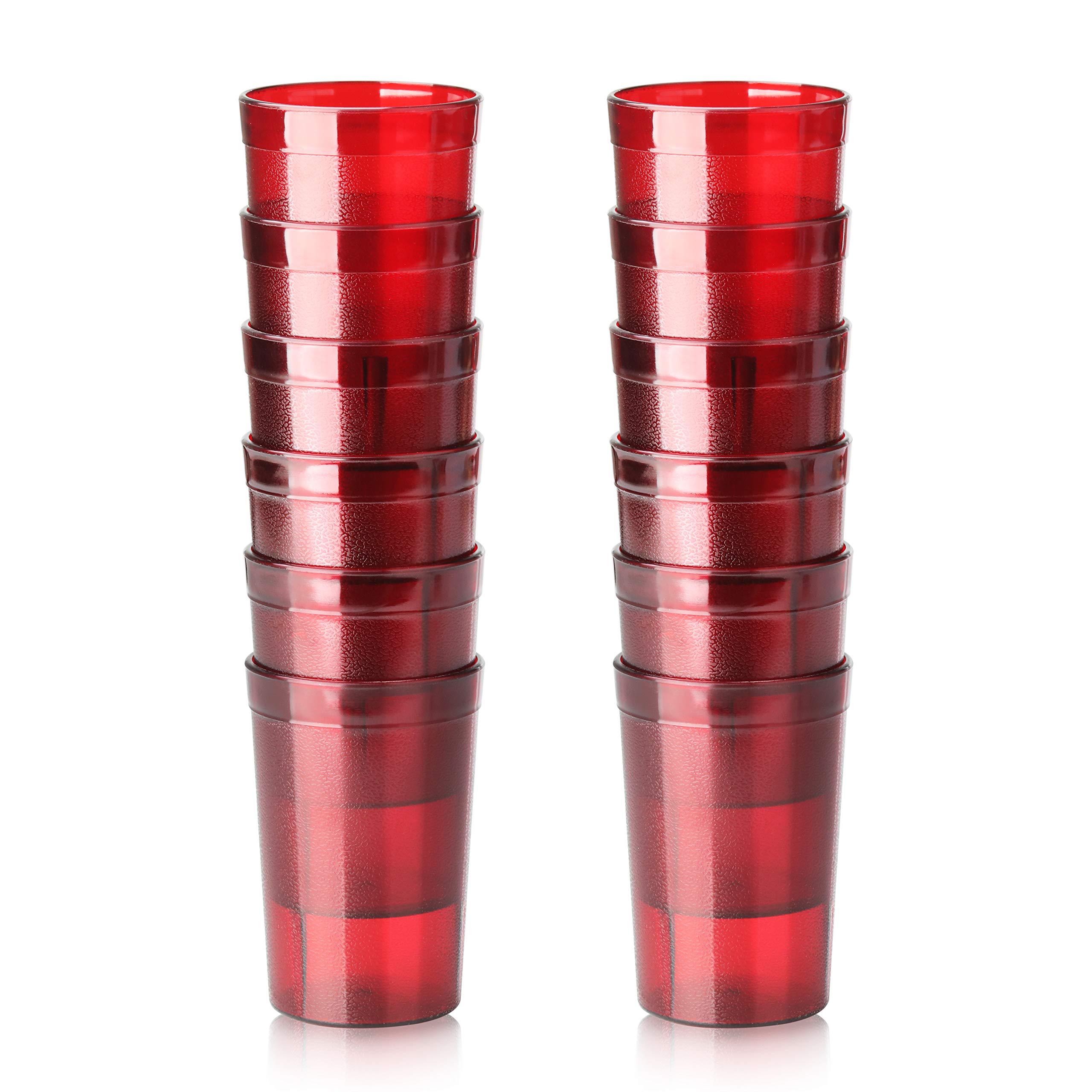 new star foodservice 530196 tumbler beverage cup, stackable cups, break-resistant commercial san plastic, 8 oz, red, set of 1