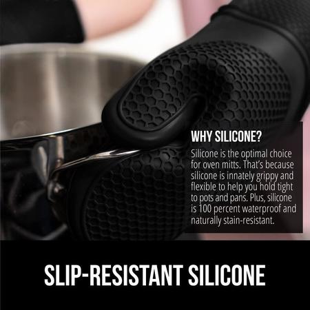 Gorilla Grip gorilla grip heat and slip resistant silicone oven mitts set,  soft cotton lining, waterproof, bpa-free, long flexible thick g