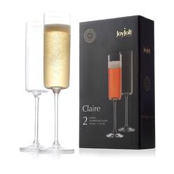 joyjolt champagne flutes - claire collection crystal champagne glasses set of 2 - 5.7 ounce capacity - exquisite craftsmanshi