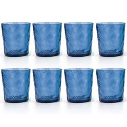 kx-ware 12-ounce acrylic old flashion glasses plastic tumblers, set of 8 blue