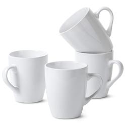 Brew To A Tea btat- white coffee mugs, set of 4, 12oz, coffee mug set, christmas coffee mugs, hot chocolate mugs, ceramic mugs, large mugs 