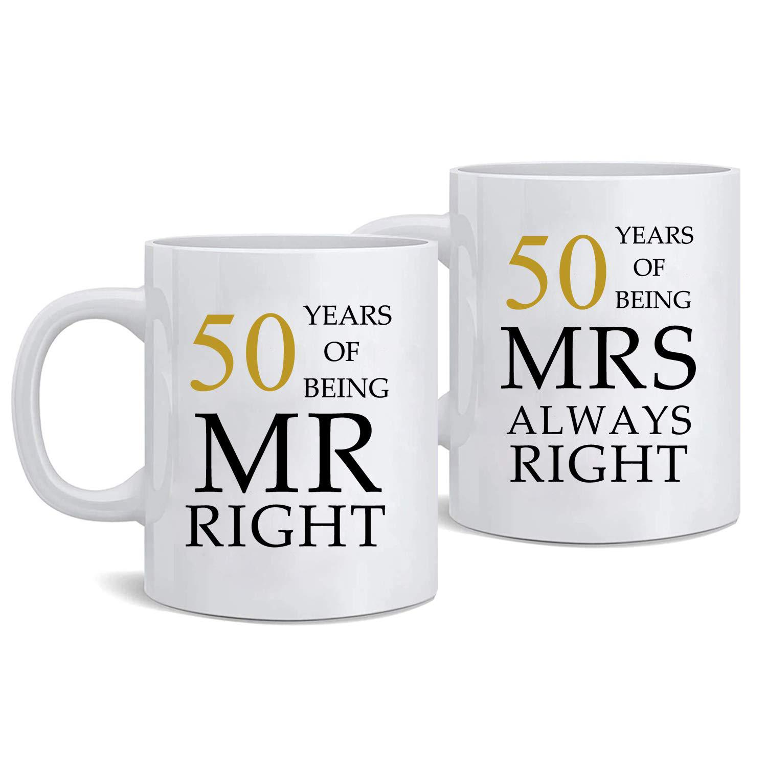 kwieema 50th wedding anniversary for couples, golden 50th anniversary for parents, 50th wedding anniversary coffee mugs grand