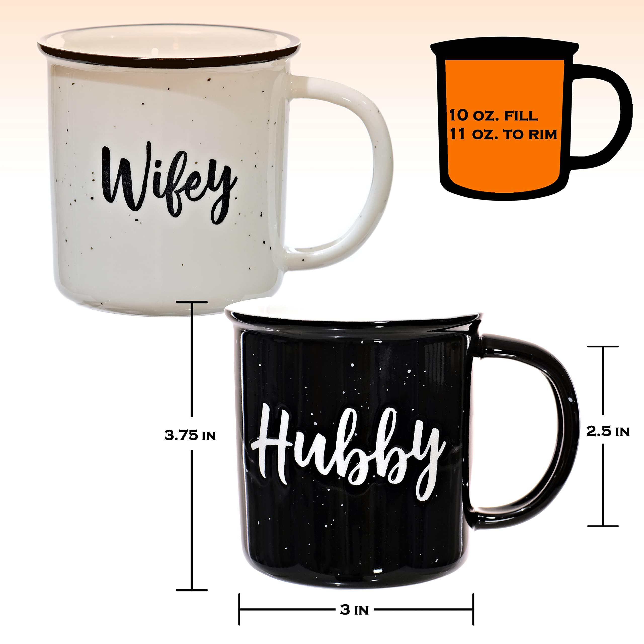 mainevent wifey hubby mugs set of 2 coffee mug, bride groom mug set wedding gift to give, couples coffee mug set quote, newly