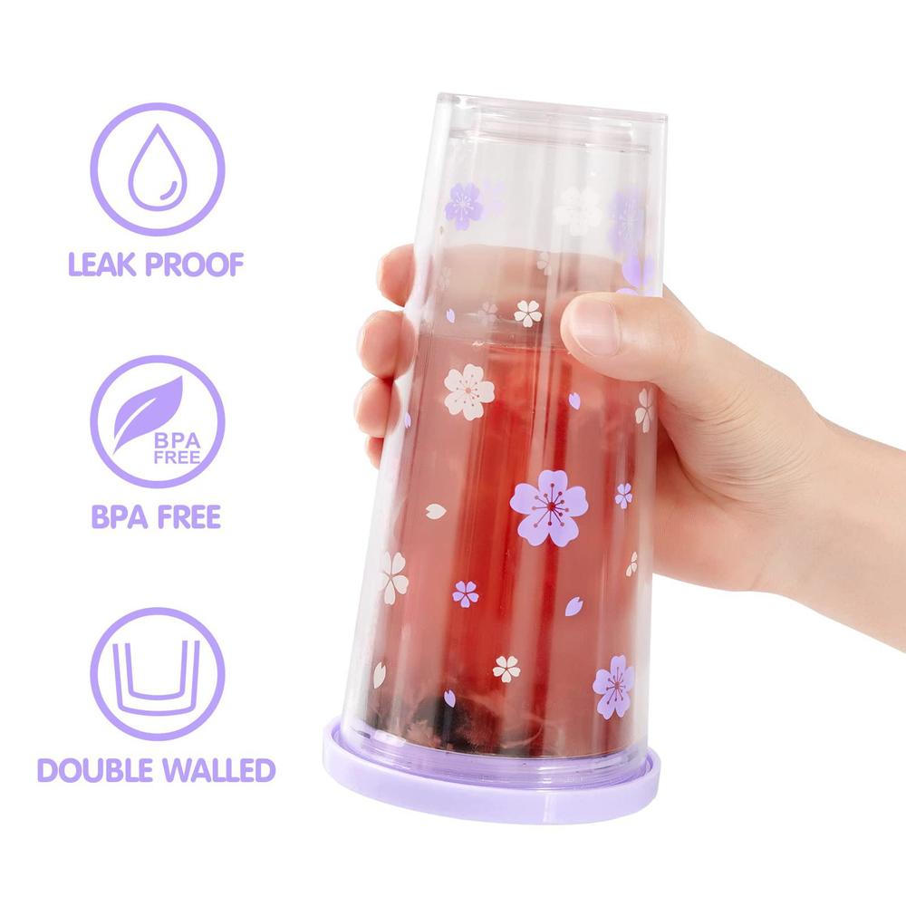 colnic reusable boba cup with lids and straws, 24oz/700ml smoothie cups, iced coffee cup, leakproof kawaii cup, bubble tea cu