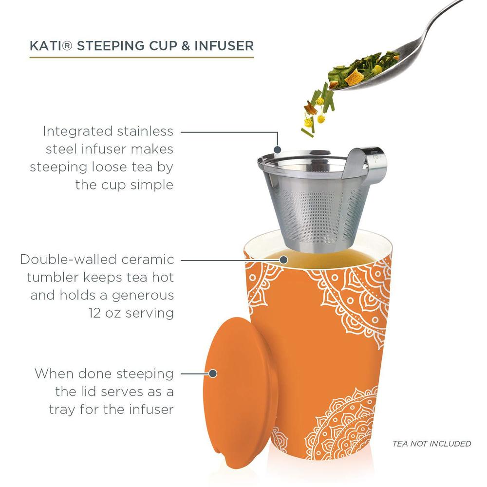 tea forte kati cup chakra, ceramic tea infuser cup with infuser basket and lid for steeping loose leaf tea