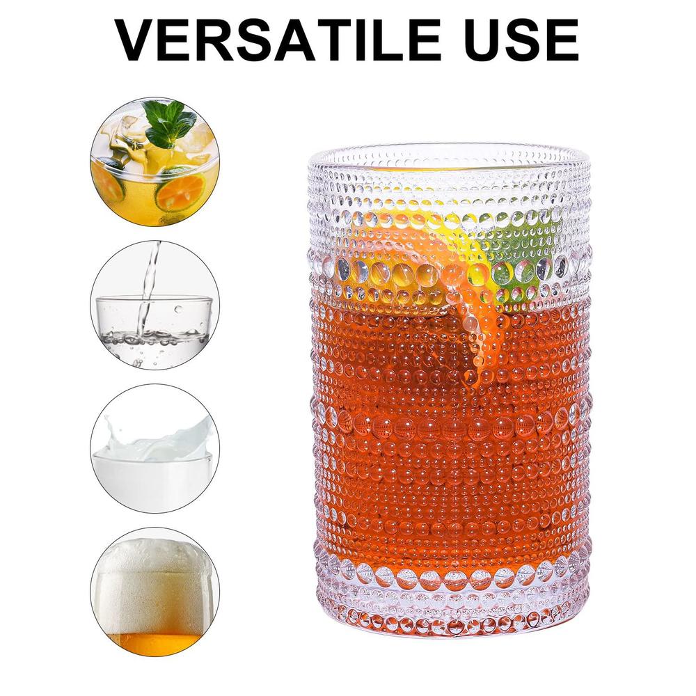 galssmagic hobnail drinking glasses,12 oz vintage glasses drinking glassware,bubble glasses drinking textured glass cups set 