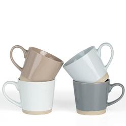 famiware coffee mugs for 4, 12 oz mug set, dringking cup with handle for coffee, tea, cocoa, milk, saturn serise, multi-color