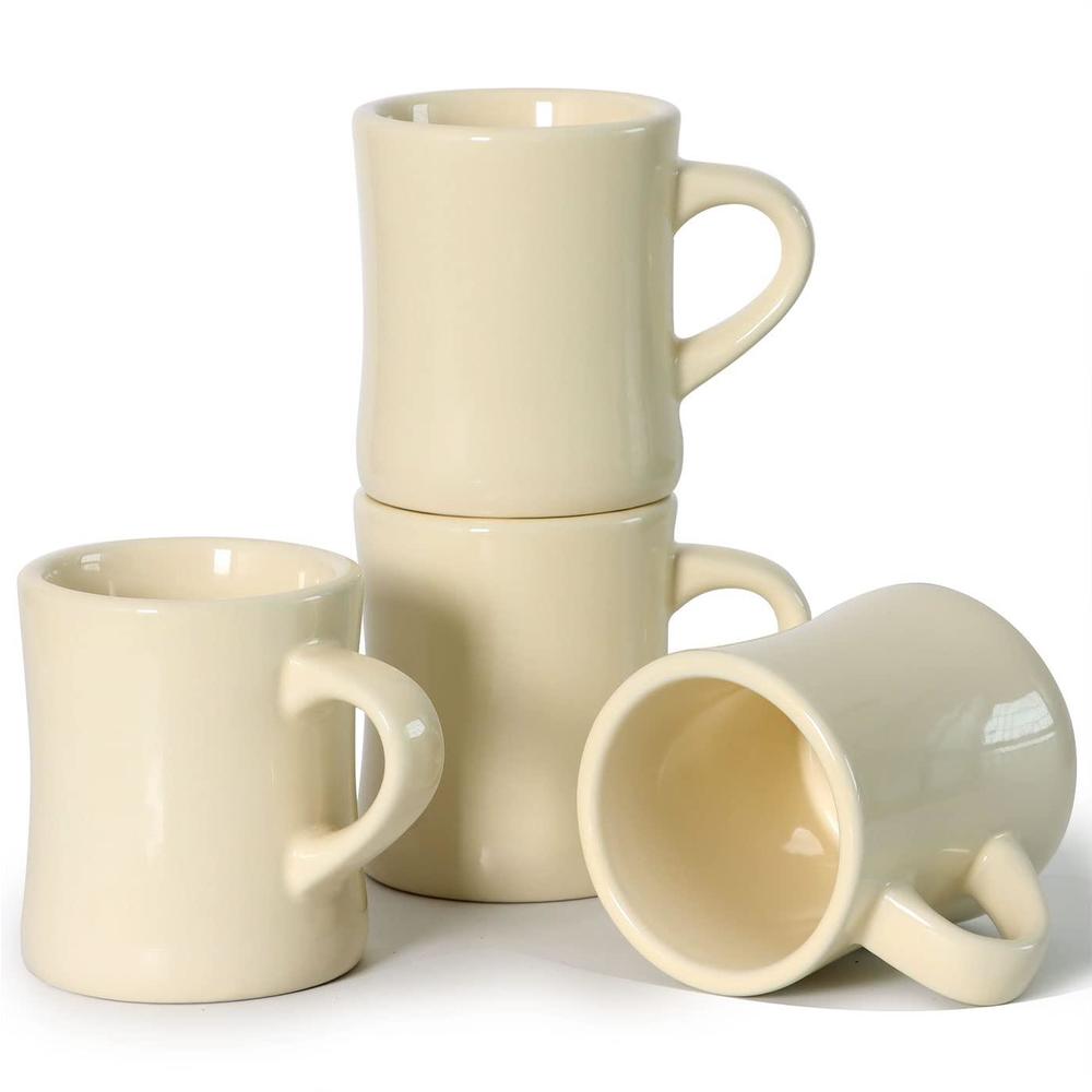 harebe retro coffee cup set of 4, 10 oz heavy classic ceramic diner mugs set with handle for coffee, tea, cocoa, milk, latte?