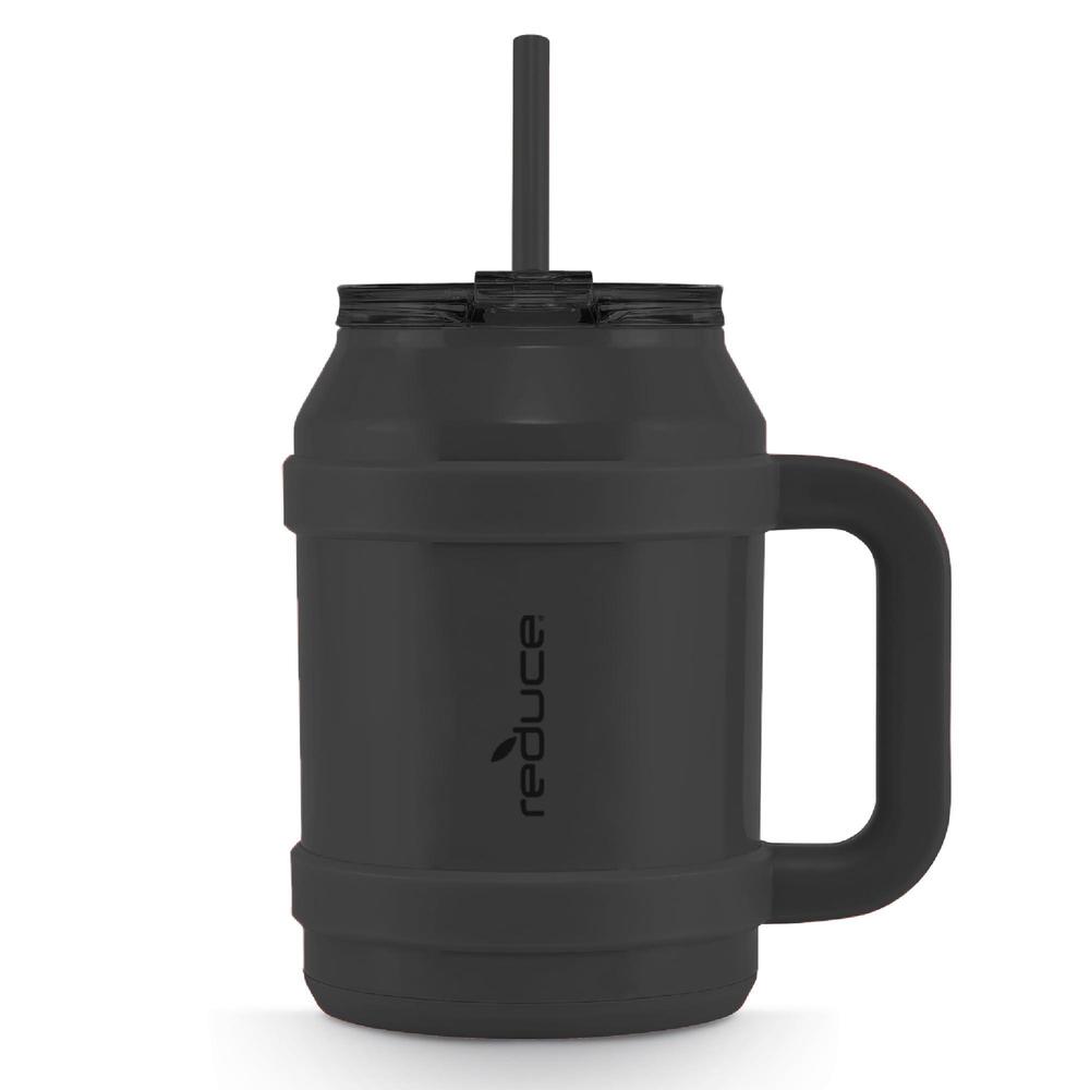 reduce 50 oz tumbler with handle - vacuum insulated stainless steel desk mug with sip-it-your-way lid and straw - keeps drink