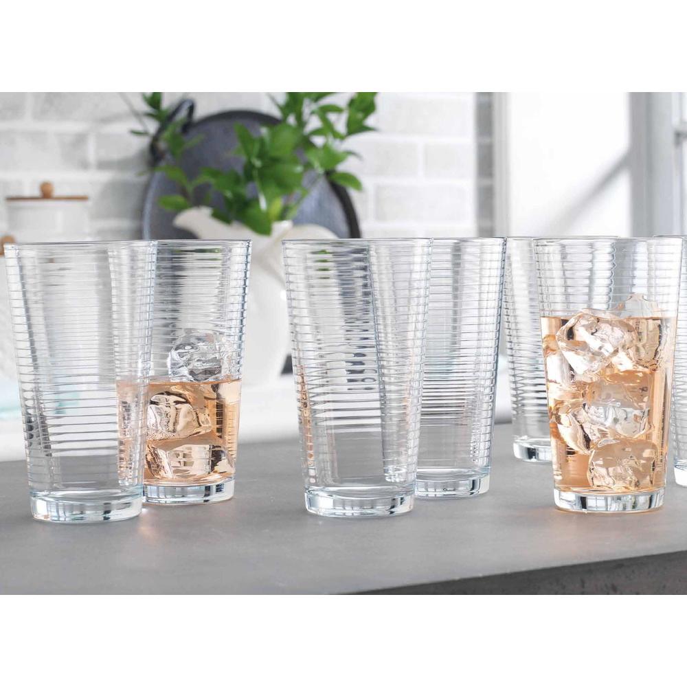 Glaver\'s glaver's drinking glasses - set of 10 - highball glass cups, premium quality cooler 17 oz. ribbed glassware. ideal for water,