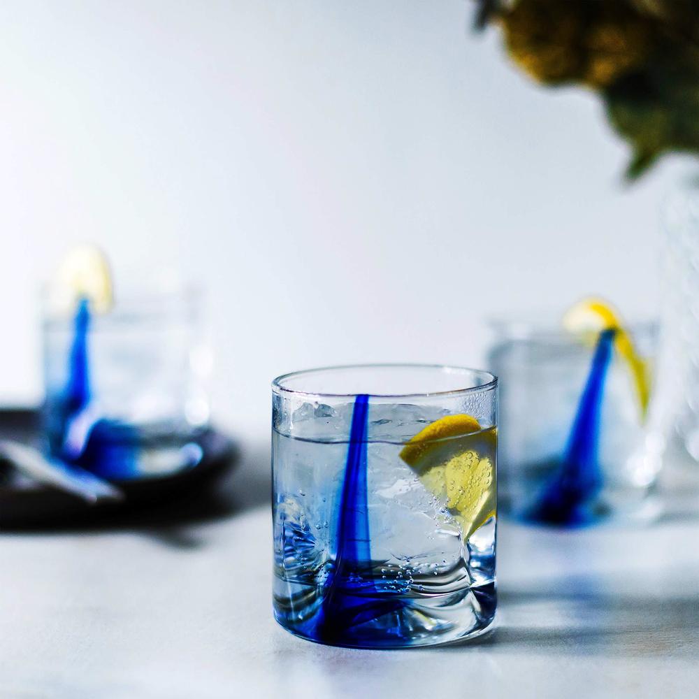 libbey blue ribbon impressions rocks glasses, 8-ounce, set of 8