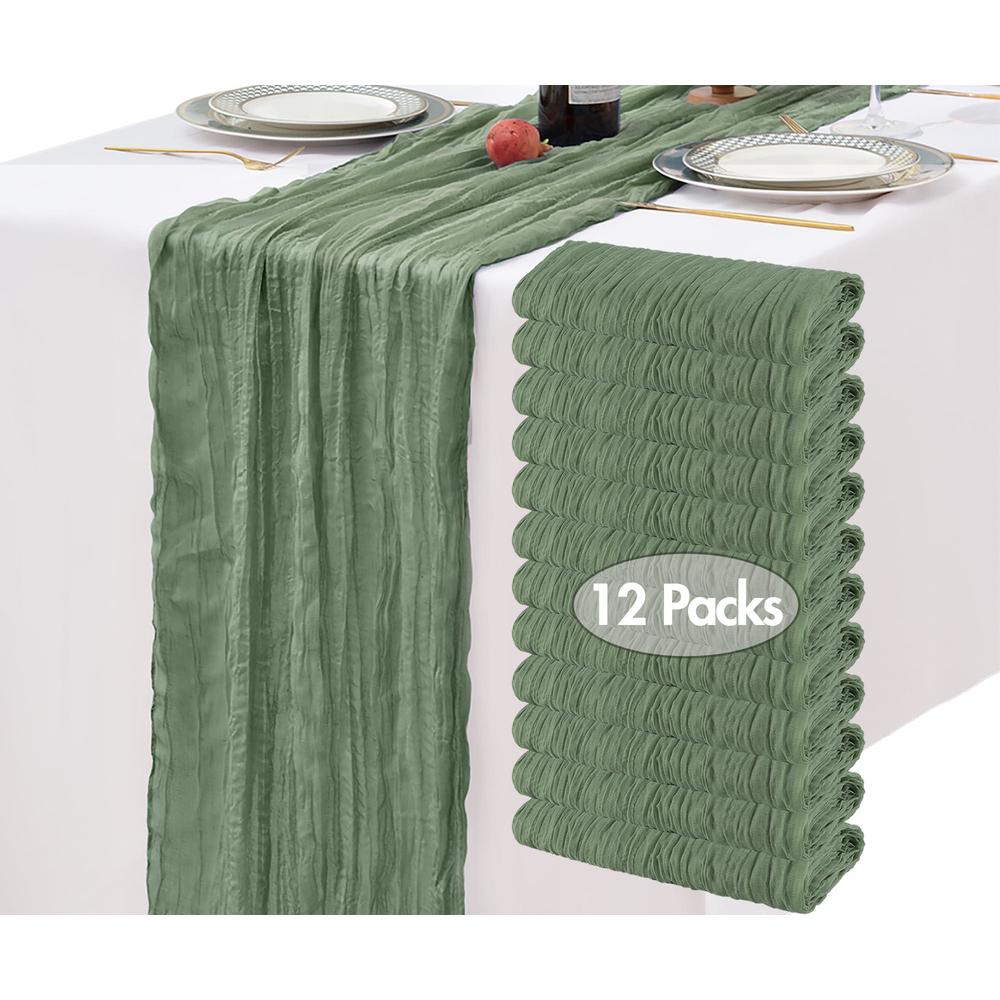 loskia 12 pcs 10ft rustic cheesecloth table runner bulk, 35 x 120 inch ...