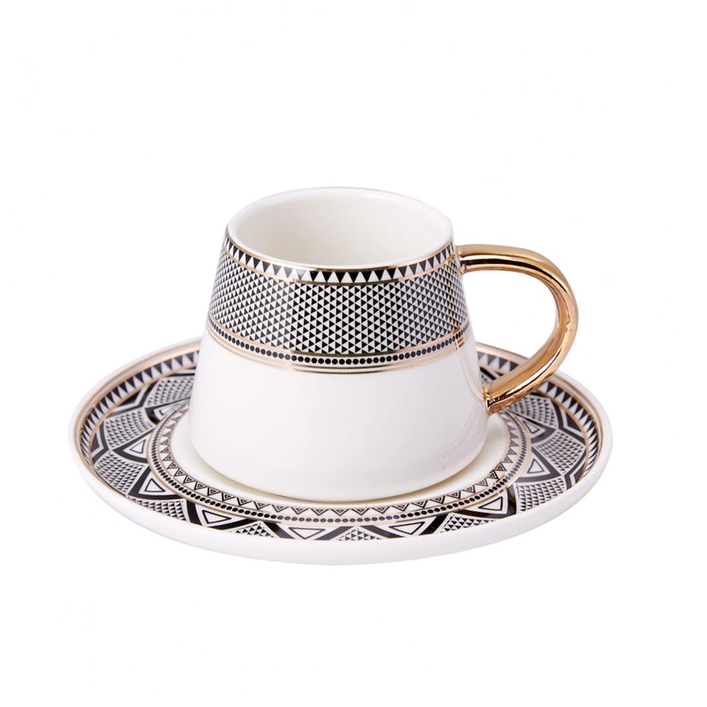 karaca globe turkish coffee cups and saucer for 6 people, 12 pieces, 90 ml espresso turkish coffee demitasse set of 6 cups & 