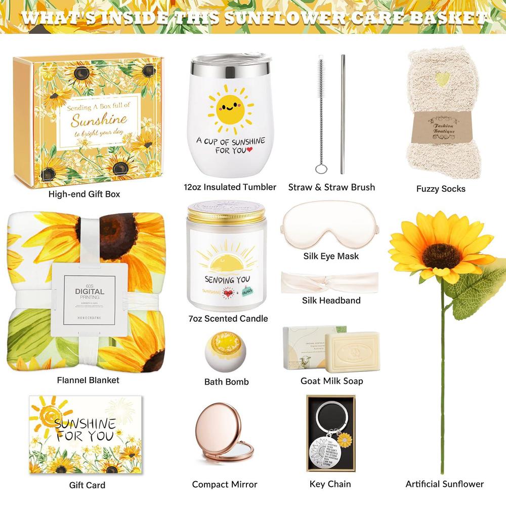 Sunflower Gifts for Women - Birthday Gifts for Her, Mom, Daughter, Sister,  Best Friend - Relaxing Spa Gift Basket for Women, Self Care Gifts, Get Well  Soon Gifts Basket, Christmas Gifts