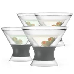 host freeze insulated martini cooling cups, plastic freezer gel chiller double wall stemless cocktail glass set of 4, 9 oz, g