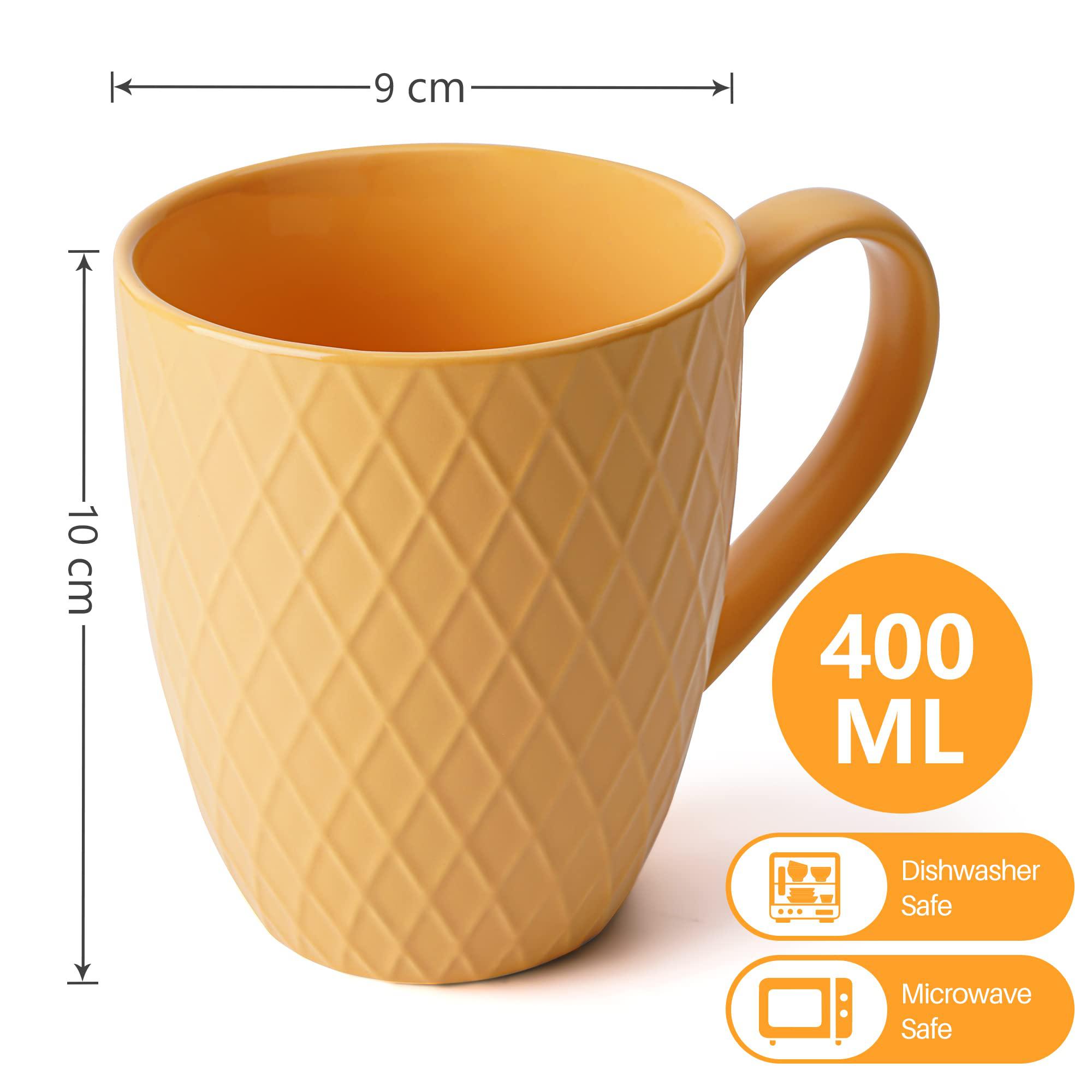 miamio - coffee mugs set of 6 / coffee cups - 6 x 12 oz ceramic mugs - large coffee mugs - microwave & dishwasher safe - palm