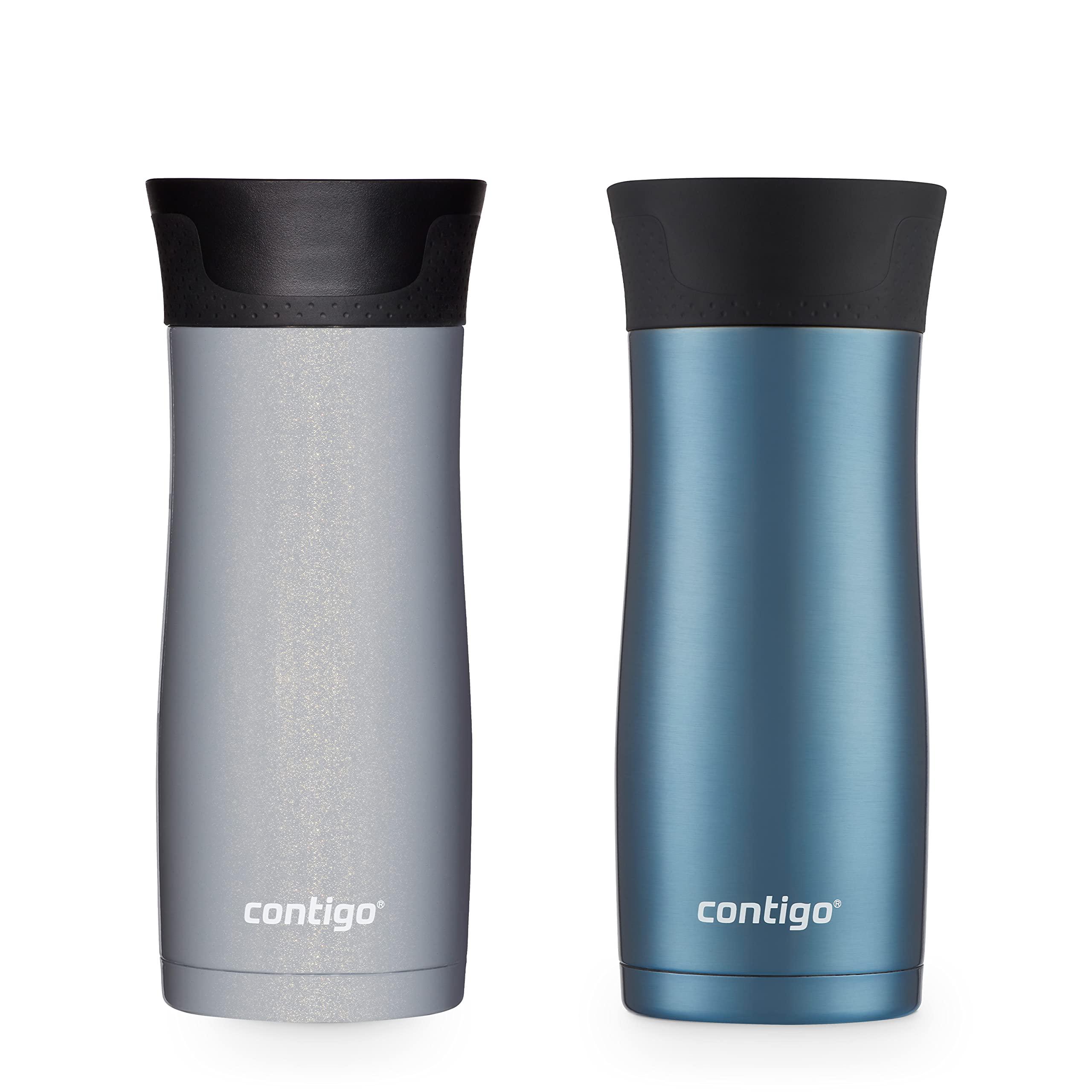 contigo west loop stainless steel vacuum-insulated travel mug with spill-proof lid, keeps drinks hot up to 5 hours and cold u