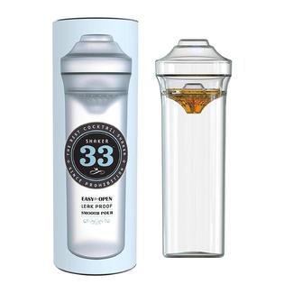 Shaker33 shaker33, plastic elite cocktail shaker set, 24 oz, clear bottle, sunset orange dual strainer